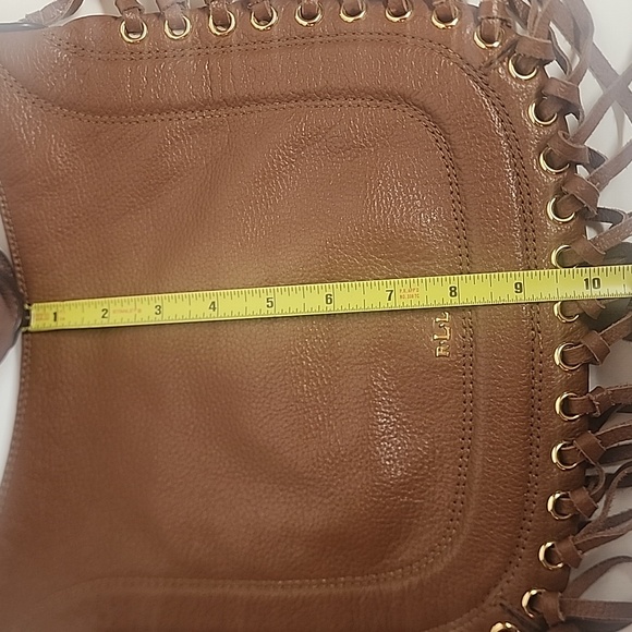 Lauren Ralph Lauren Leather Brown Fringe Crossbody Hobo Saddle Shoulder Bag - Picture 12 of 12